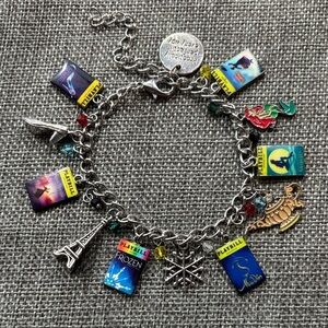 Broadway Playbill Metal Charm Bracelet Aladdin Frozen The Little Mermaid Beaded